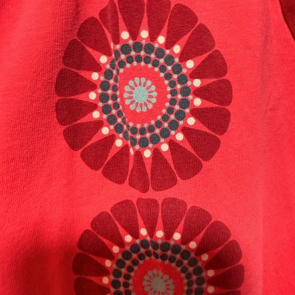 Tea Red Pink Floral Graphic Long Sleeve Dress Spring